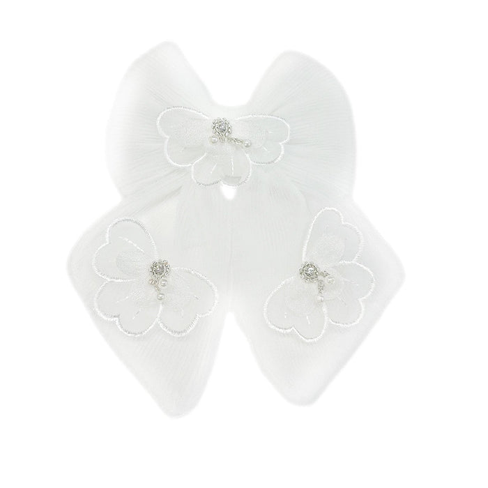 Constanza White Tulle Hair Bow - Petite Maison Kids