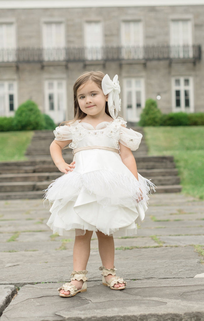Constanza White Tulle Hair Bow - Petite Maison Kids