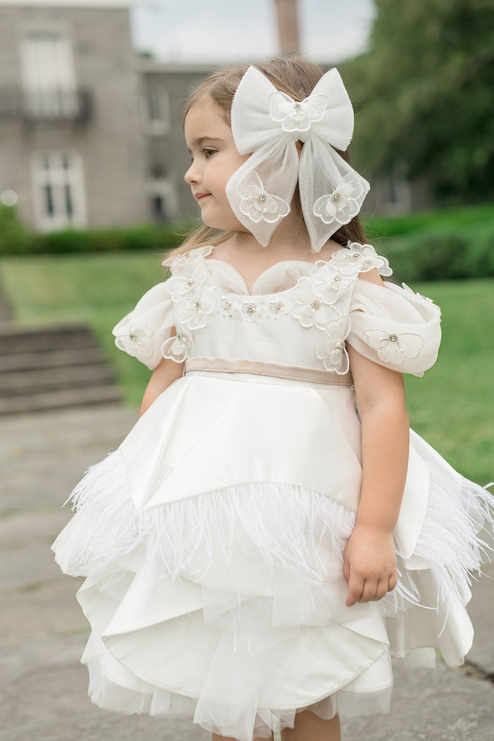 Constanza White Tulle Hair Bow - Petite Maison Kids