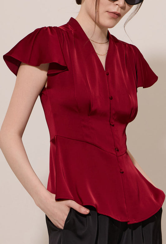 Corset Waist Peplum Blouse