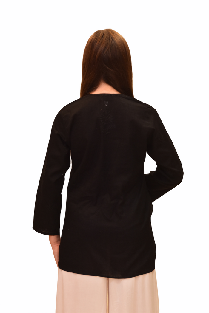 Cotton Crow Black Embroidered Short Tunic