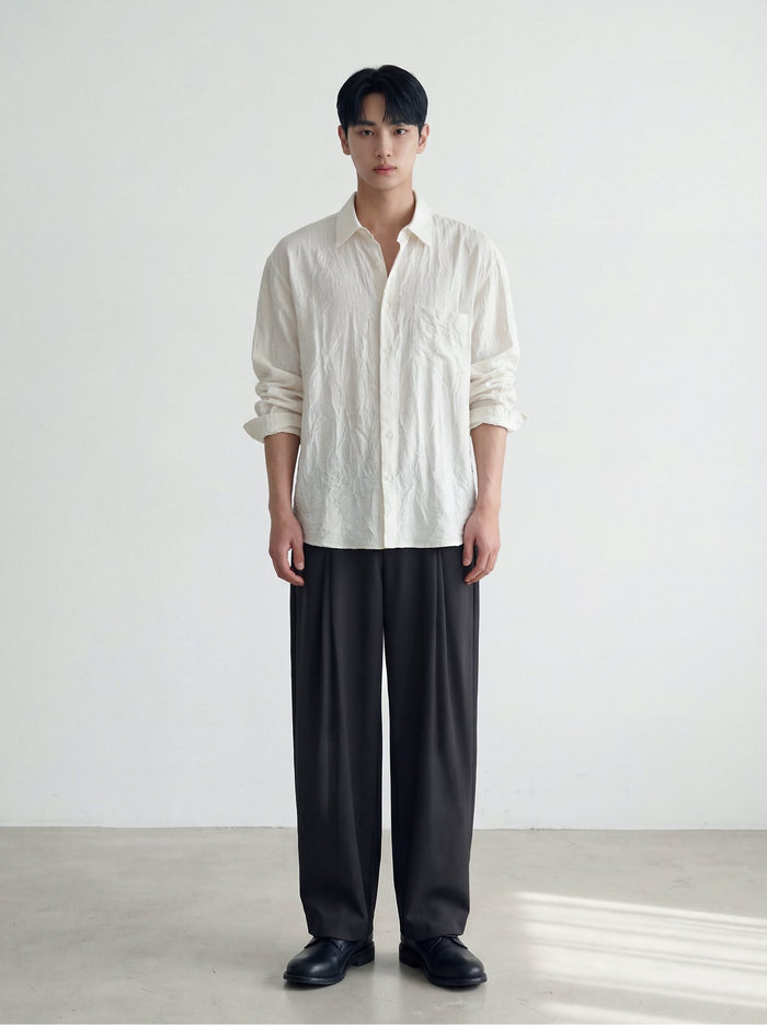 Crinkle Cozy Semi-Wide Shirt