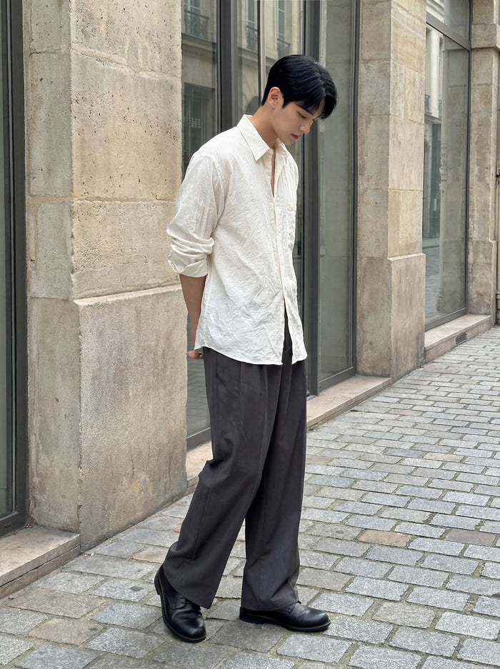 Crinkle Cozy Semi-Wide Shirt