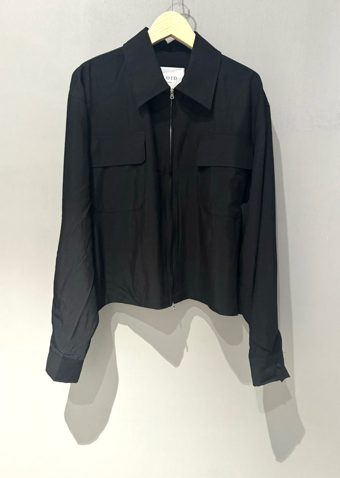 Cropped Nylon Zip Shirts Jacket