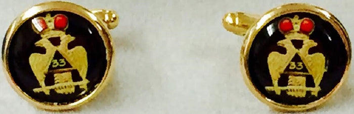 D1772 Cuff Links 33rd Scottish Rite with Double Eagle