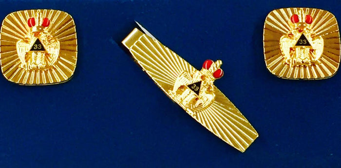D7039-B38 Cuff Links & Tie Bar Set  33rd Crown