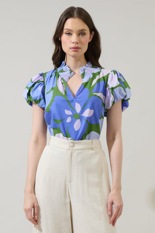 Dayana Floral Poly Smocked Top