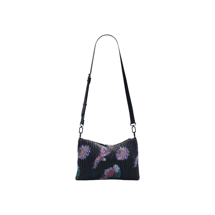 Image 3 : Sac à épaule Desigual femme noir effet optique vibrant anse tressée rouge fermeture zip avec frange logo Desigual discret en façade — Delvale