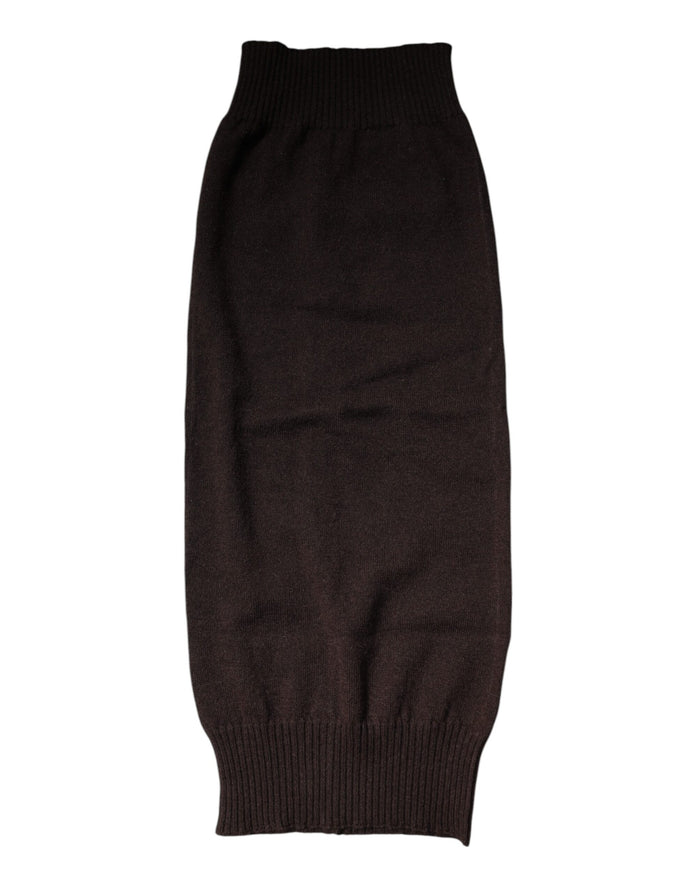 Dolce & Gabbana Brown Cashmere Knitted Neck Warmer Foulard Scarf