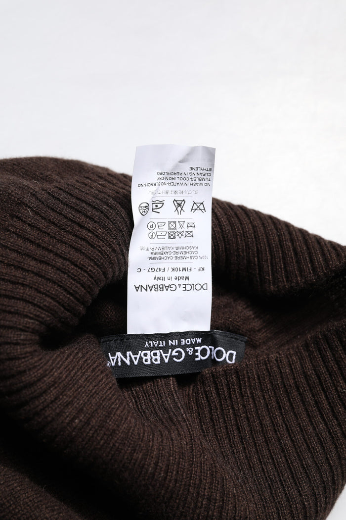 Dolce & Gabbana Brown Cashmere Knitted Neck Warmer Foulard Scarf
