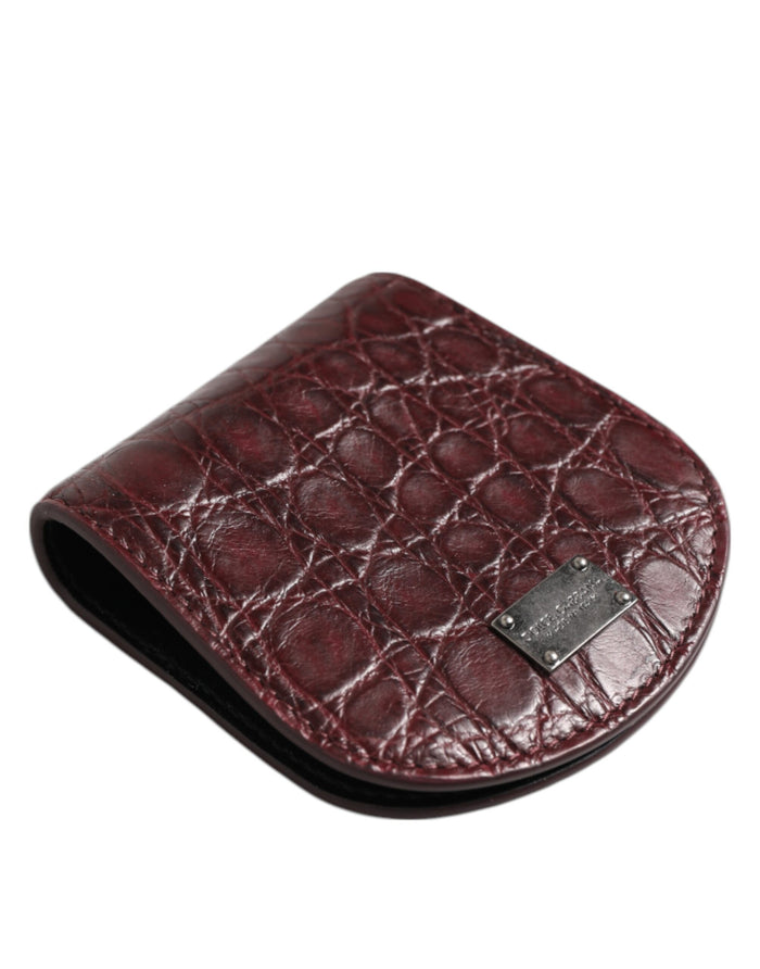 Dolce & Gabbana Burgundy Exotic Skin Coin Condom Case Holder Pocket Wallet