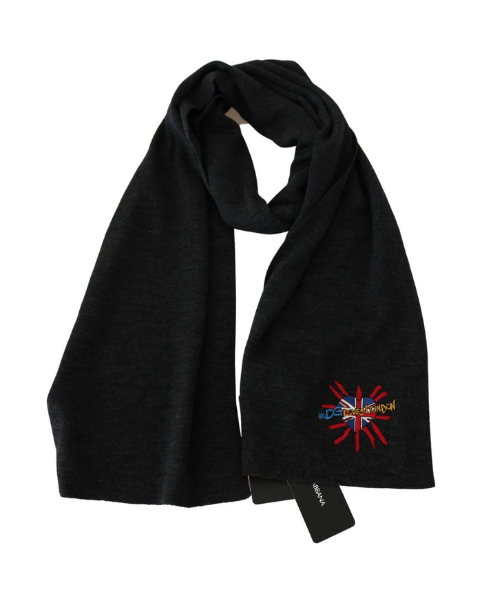 Dolce & Gabbana Gray #DGLovesLondon Wool Wrap Wool Scarf