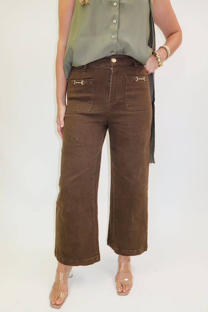 Downtown Days Stretch Pants with Hardware Pocket Trim - The Pink Tulip Clothing