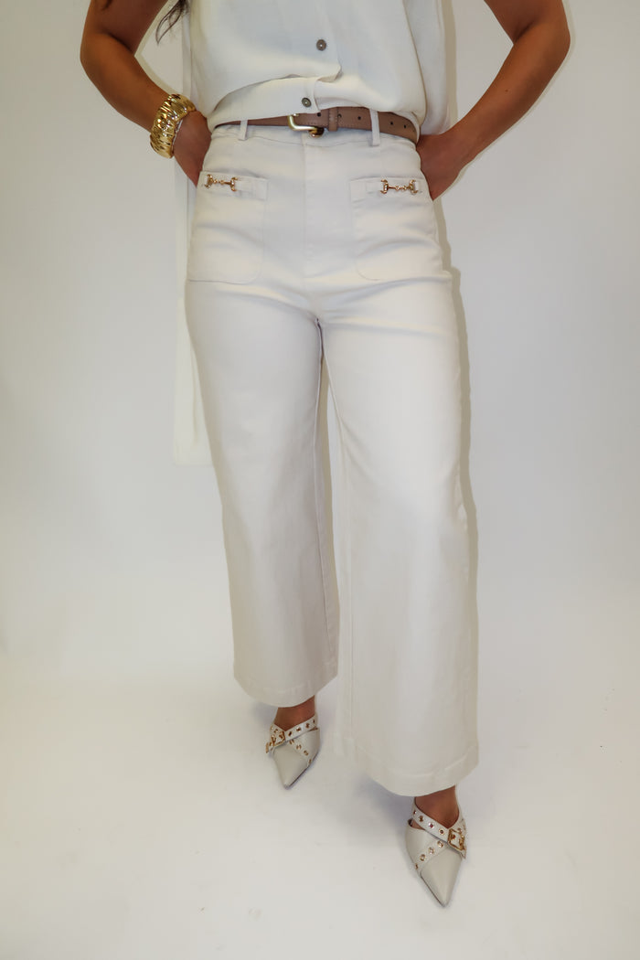 Downtown Days Stretch Pants with Hardware Pocket Trim - The Pink Tulip Clothing