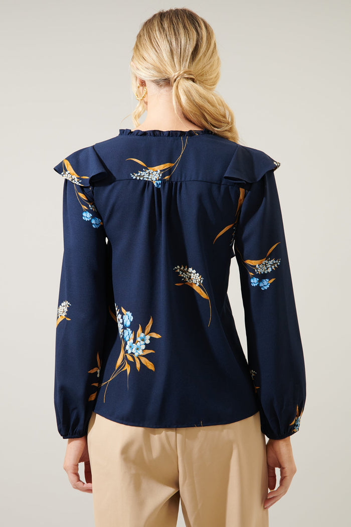 Dusk Bloom Floral Wilhem Ruffle Blouse
