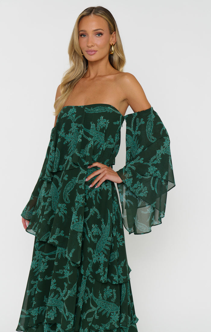 Elsie Maxi Dress ~ Pine Green Paisley