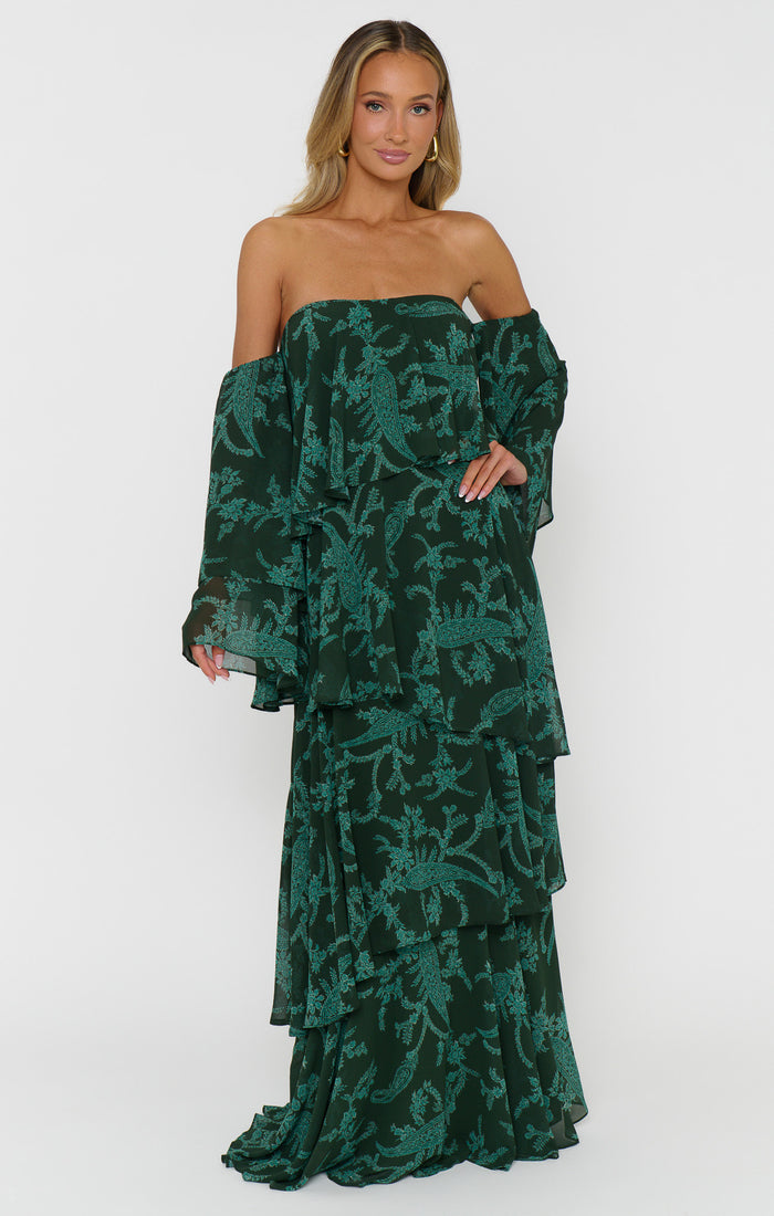 Elsie Maxi Dress ~ Pine Green Paisley