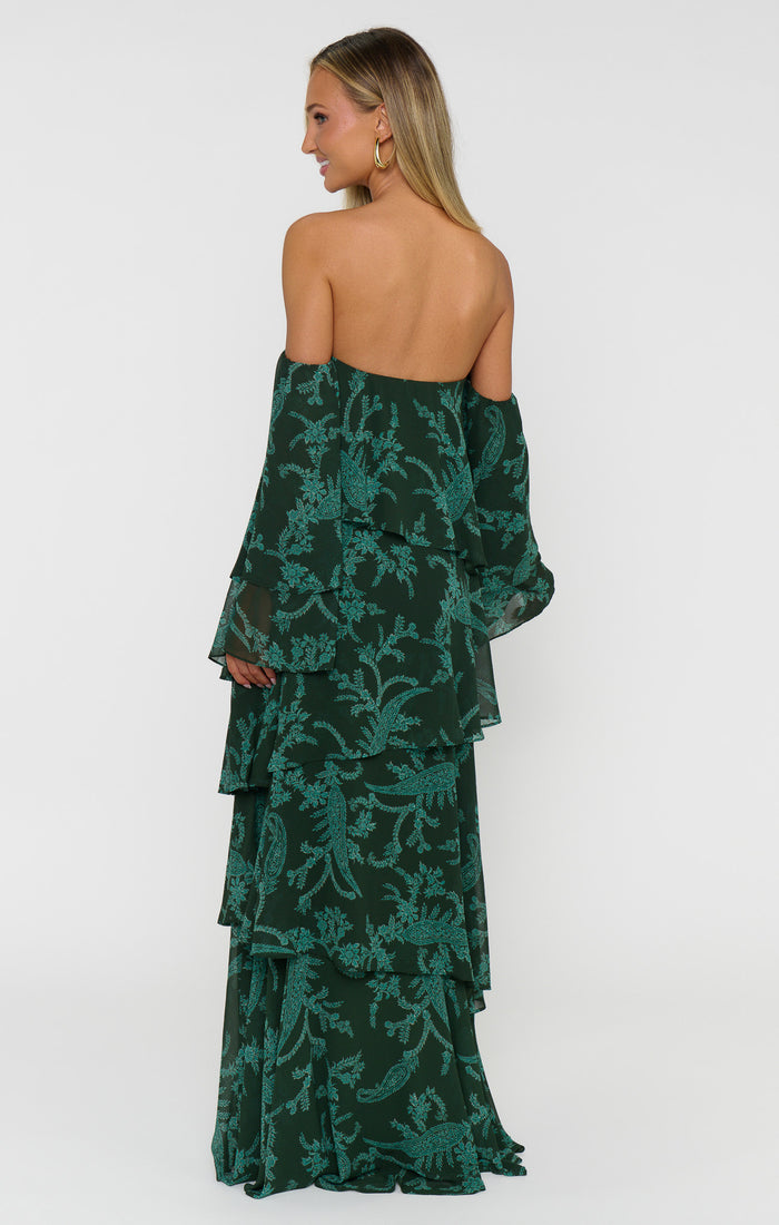 Elsie Maxi Dress ~ Pine Green Paisley