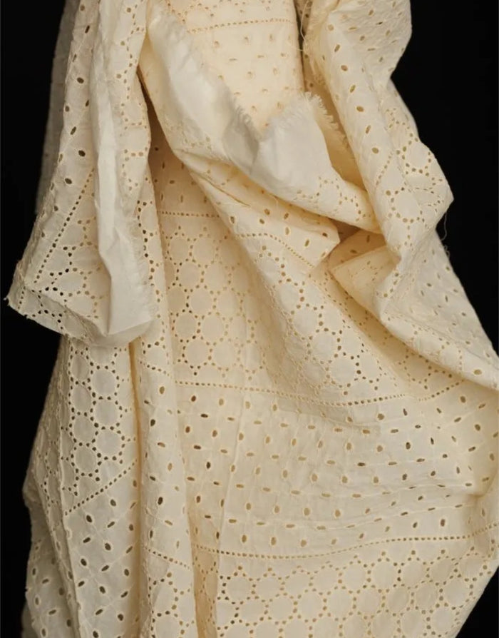 Eyelet Natural Indian Cotton Broderie Anglaise Fabric