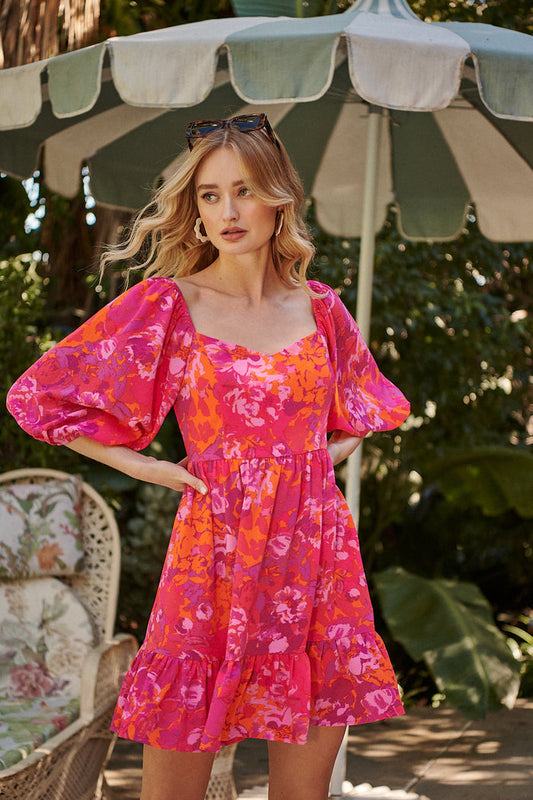 Flirty Floral Evy Sweetheart Mini Dress
