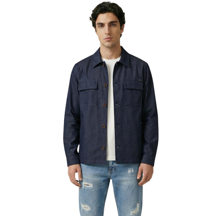 Image 1 : Chemise homme Gianni Lupo bleue en lyocell manches longues col classique, vue de face — delvale