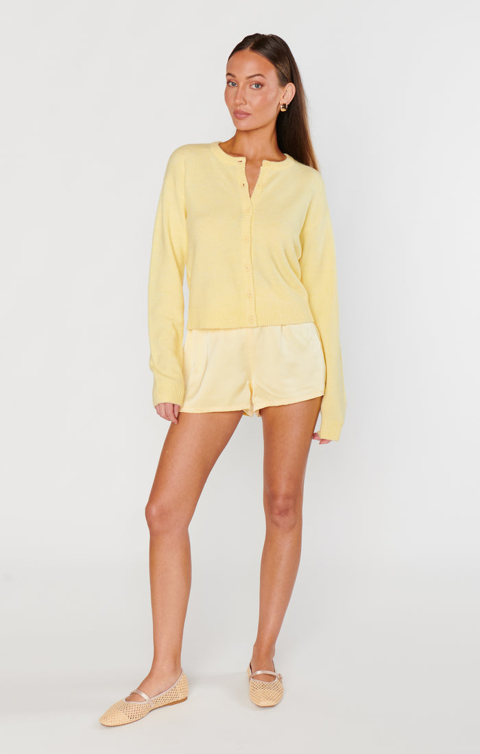 Glam Time Shorts ~ Pale Yellow Luxe Satin