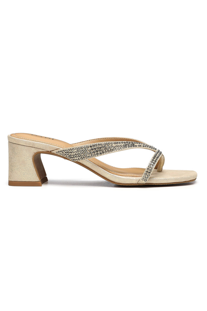 Glynn Block Heel Sandals - Light Gold