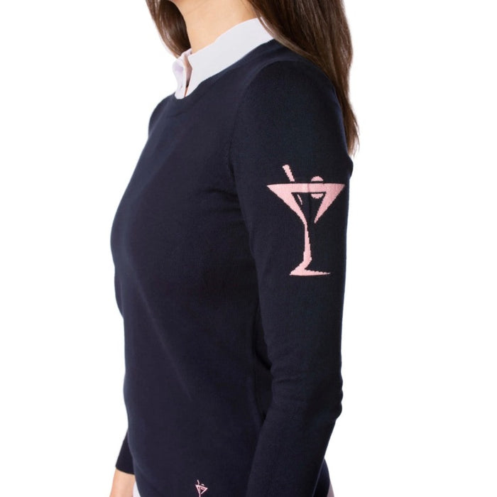 Golftini Martini Crewneck Sweater - Navy/Pink