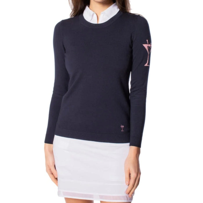 Golftini Martini Crewneck Sweater - Navy/Pink