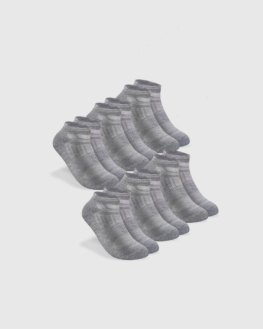 Heather Gray Ankle Socks 6-Pack in heathered shades, staggered arrangement.