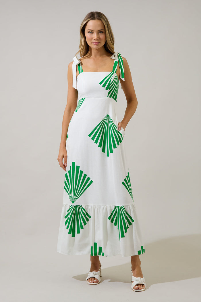 Hendy Shoulder Tie Maxi Dress Fan Breeze