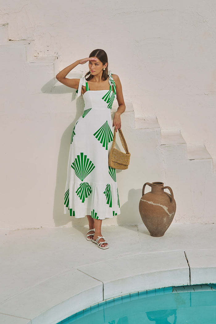 Hendy Shoulder Tie Maxi Dress Fan Breeze