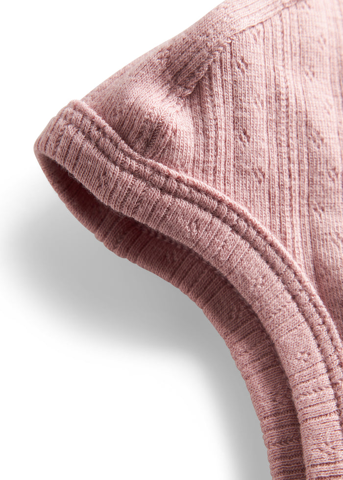 Pink pointelle helmet for baby
