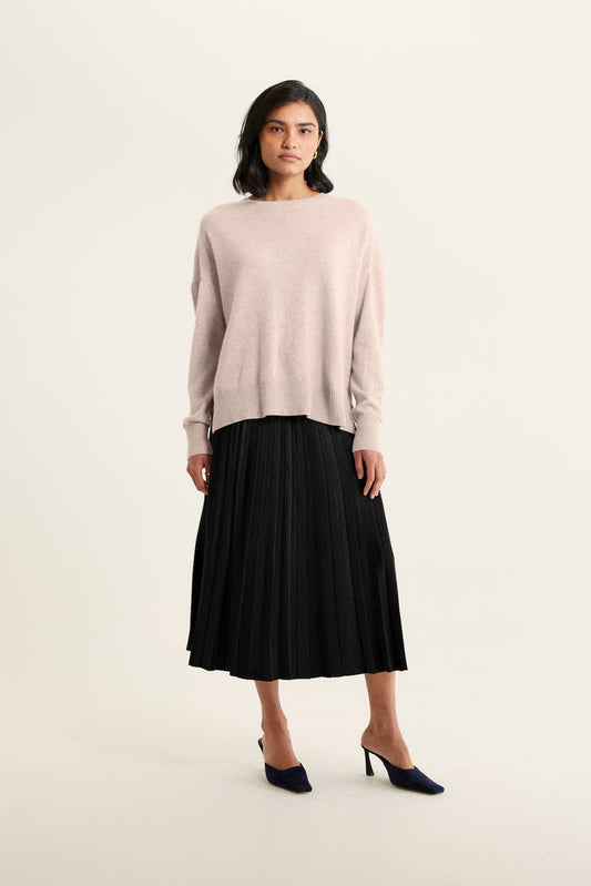 Iris Cashmere Crew Sweater In Lightweight Beige
