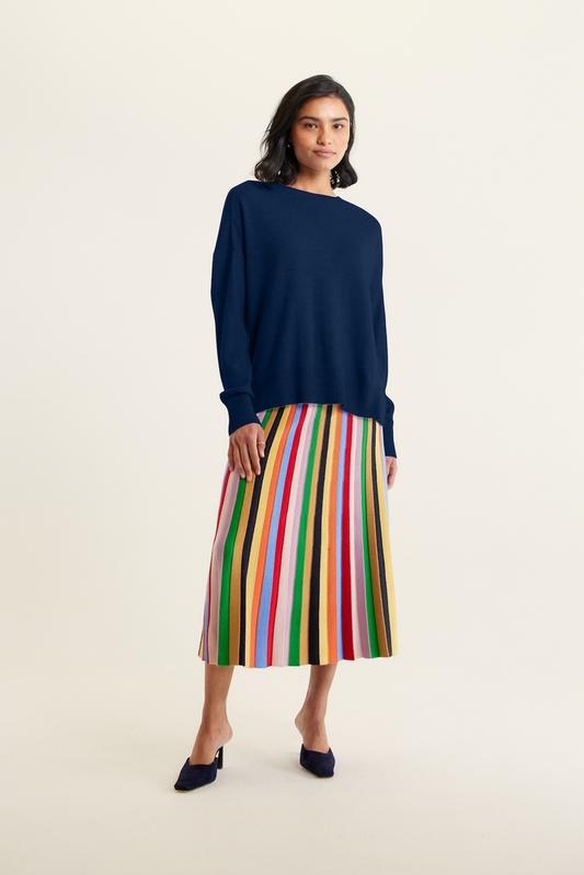 Iris Cashmere Crew Sweater In Midnight Navy