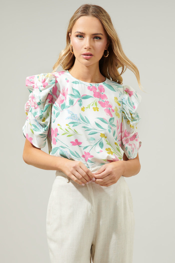 Jacinda Floral Beverly Drape Sleeve Blouse
