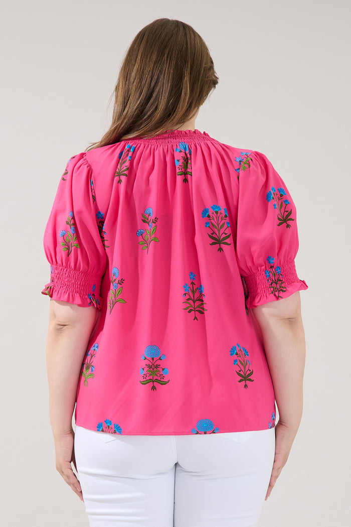 Jermy Short Sleeve Top Genora Floral Curve
