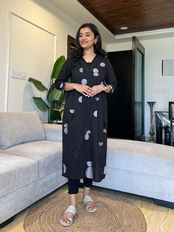 Jinni Premium Cotton Kurta- Black