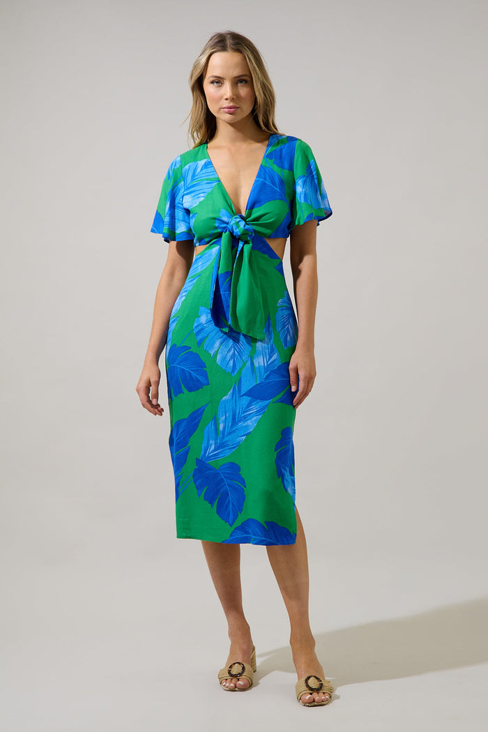 Joelle Front Tie Midi Dress Gresia Tropical