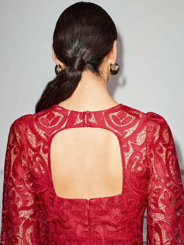 Kendall Red Lace Open Back Dress