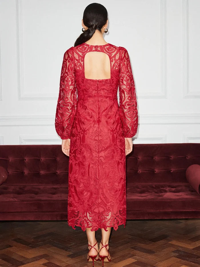 Kendall Red Lace Open Back Dress