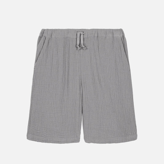Kids Cotton Gauze Basile Bermuda Shorts - Silver Blue