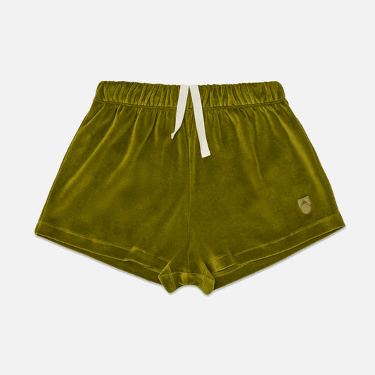 Kids Cotton Velour Track Short - Avocado