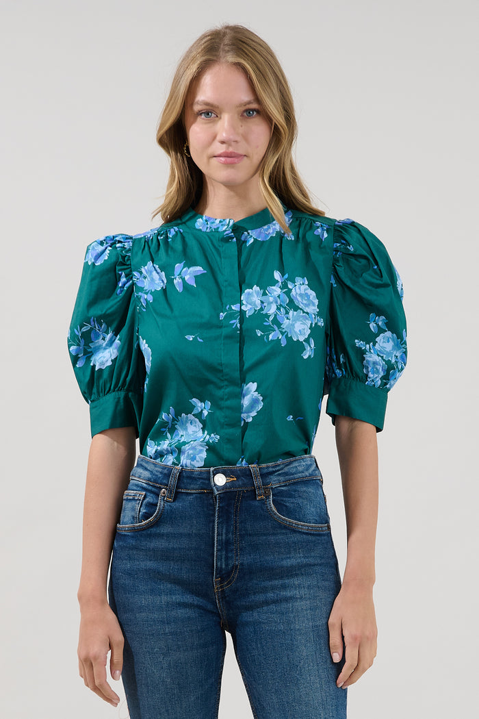 Klina Drape Sleeve Top Denise Floral