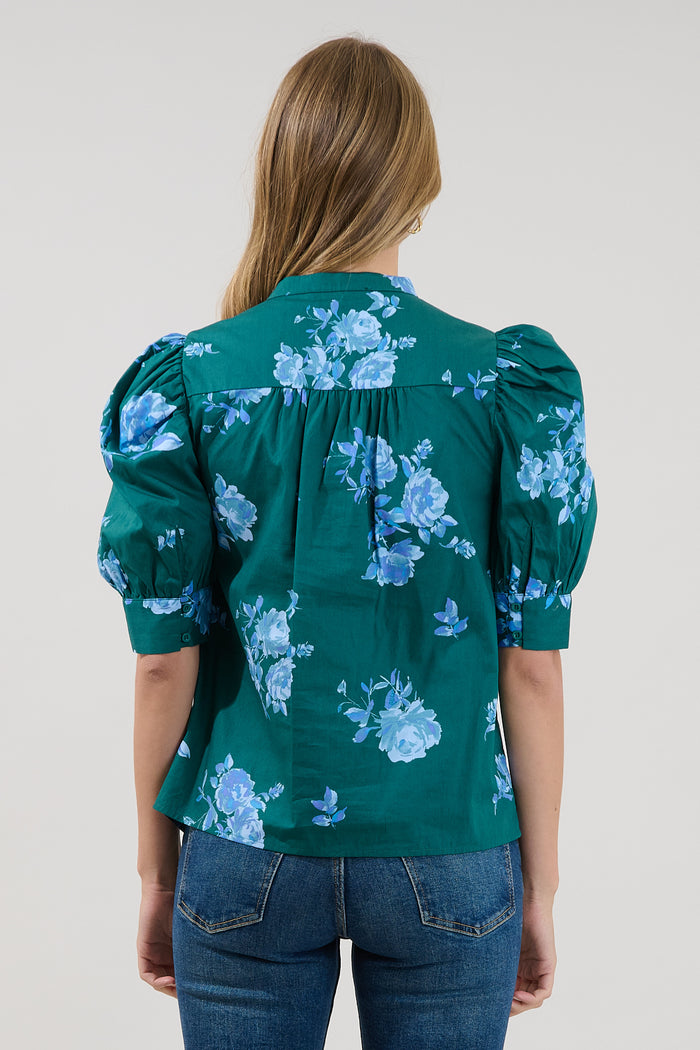 Klina Drape Sleeve Top Denise Floral