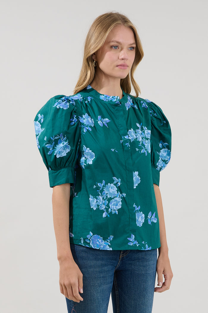 Klina Drape Sleeve Top Denise Floral
