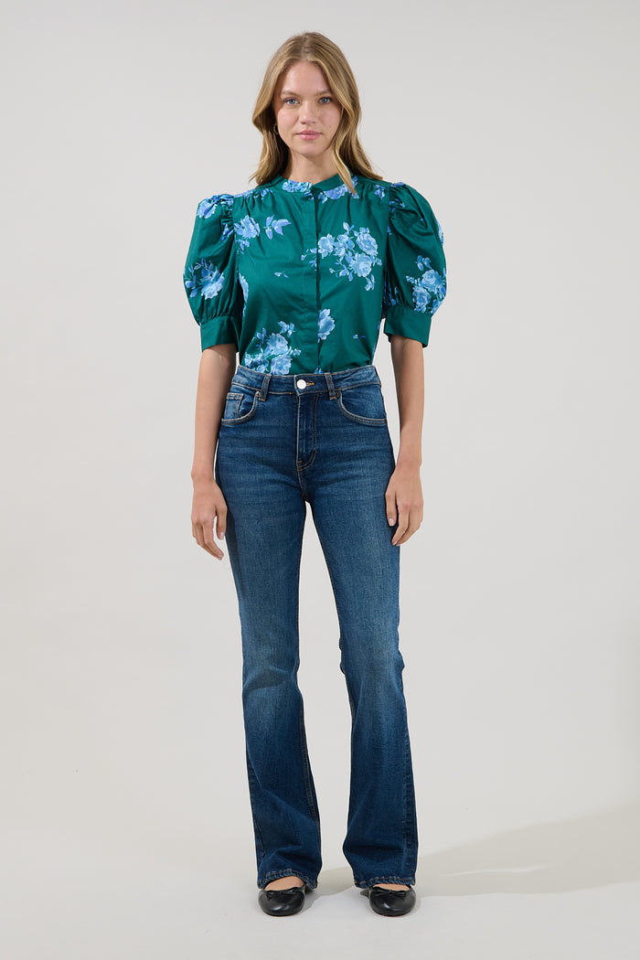 Klina Drape Sleeve Top Denise Floral