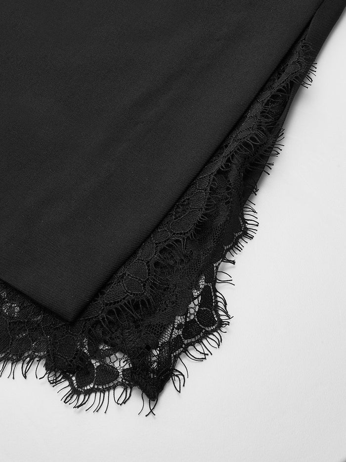 Lace Trim Wide-Leg Pants