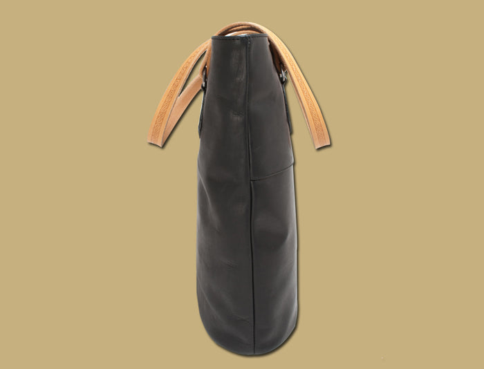 Ladies Leather Tote Bag - Black