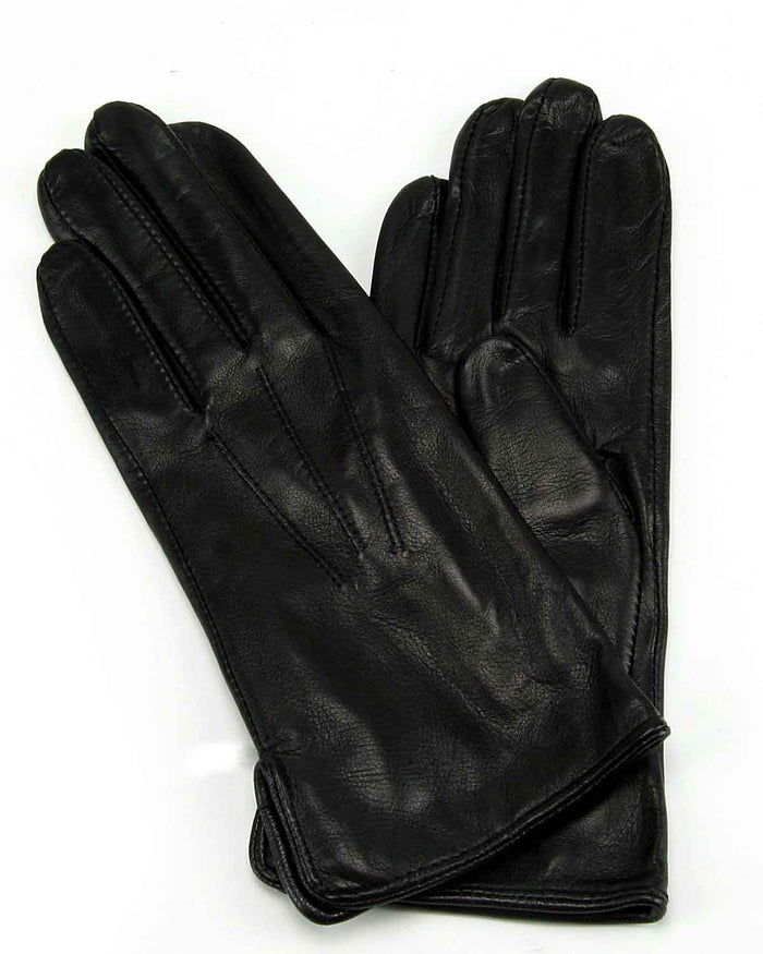 Ladies Luxury Leather Silk Lined Gloves - Black - Image 1 - The Classic Boutique